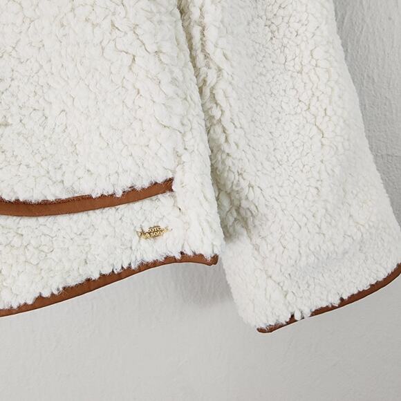 NEW Scotch & Soda Short Teddy Toggle Jacket in Cream - Picture 10 of 13